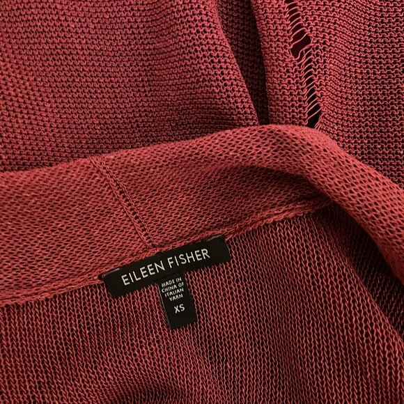 Vintage Rare Eileen Fisher Cerise Linen Drapey Asymmetric Cardigan Size XS - Picture 5 of 6